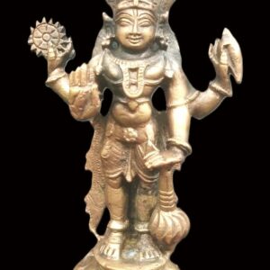 Lord Vishnu Idol In Pure Solid Copper - 6.5 Inches