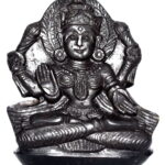 Goddess Laxmi Idol On Natural Golden Sudarshan Shaligram