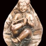 Bal Krishna Idol on Leaf In Pure Solid Copper