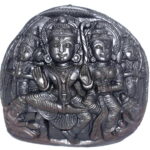 Sita Rama Murti / Ram Darbar Carved On Natural Sudarshan Shaligram