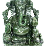 Rare Big Size Ganesha In Columbian Green Jade - 3434 gms