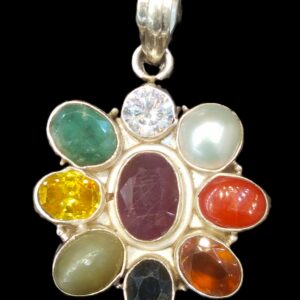 Navratna Pendant In Pure Silver - Design III