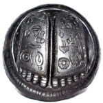 Lord Rama Charan Paduka on Natural Golden Ram Baan Shaligram