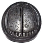 Lord Krishna Charan Paduka On Natural Golden Sudarshan Shaligram