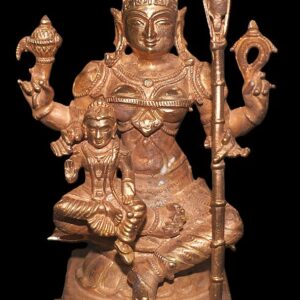 Goddess Lalitha Tripura Sundari - RajaRajeshwari Idol In Pure Solid Copper - 4.5 inches